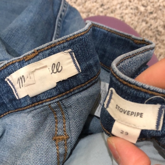 Madewell High Rise Stovetop Straight Leg Jeans Size 29 Distressed Dark Blue - Picture 10 of 11